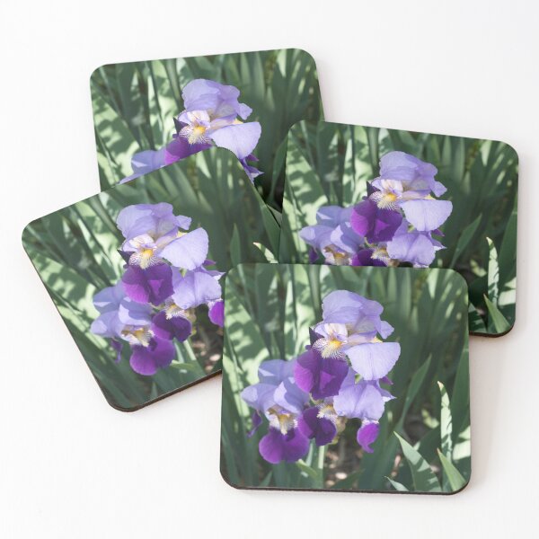 Item preview, Bi-color Purple Iris Blooms in a Sun Dappled Garden designed and sold by Georgia Mizuleva.