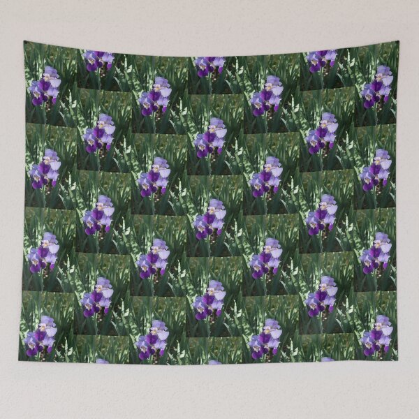 Item preview, Bi-color Purple Iris Blooms in a Sun Dappled Garden designed and sold by Georgia Mizuleva.