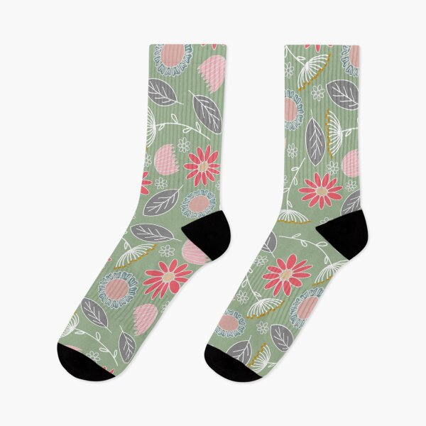 Item preview, Abstract floral pattern on sage green designed and sold by Ninaeva.