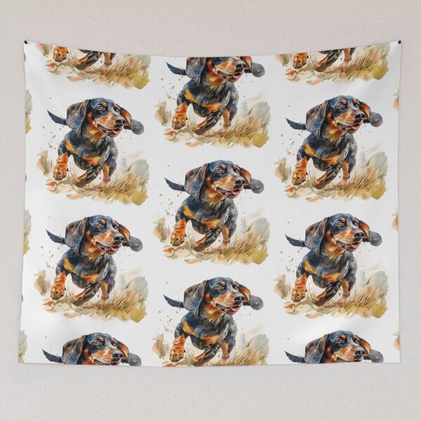 Item preview, Playful Dachshund Zooming Around the Yard: Whimsical Dog Art for Dachshund Lovers designed and sold by Mr-whiteBG.