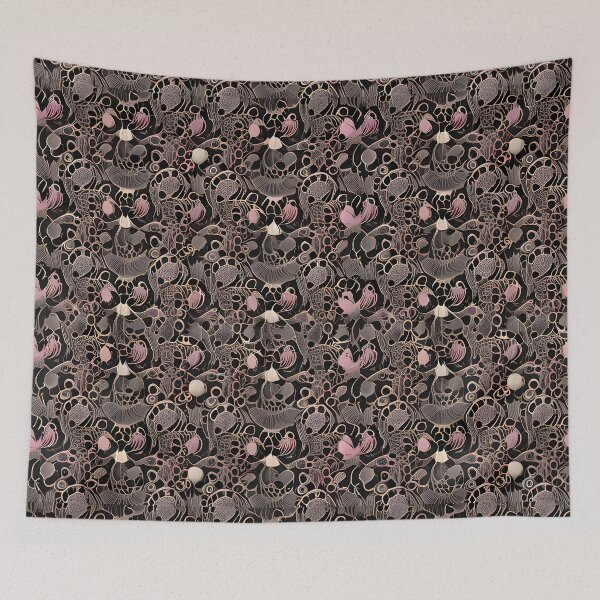 Item preview, Sea Shells Amidst Black and Pink Geometric Pattern designed and sold by MrKATORSKI.