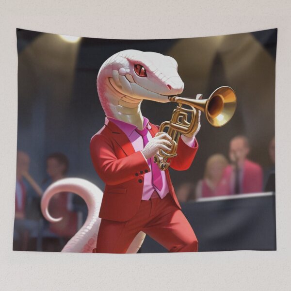 Item preview, White snake jazz trumpeter designed and sold by Artbellachi.