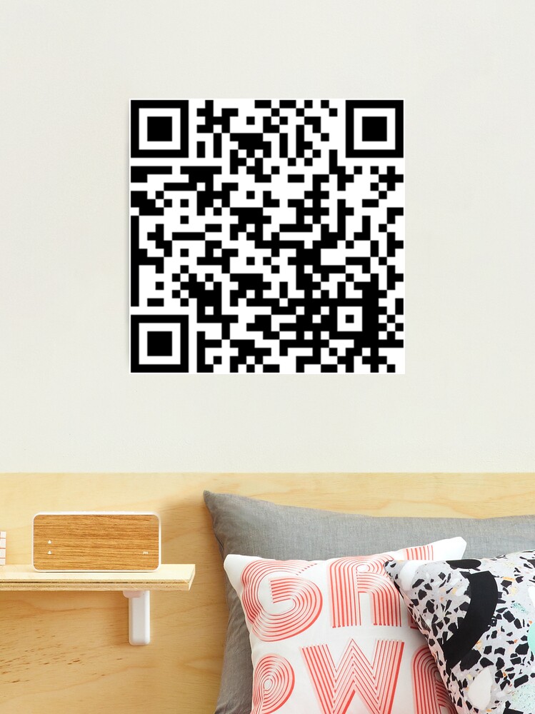 rick roll qr code square sticker, Zazzle