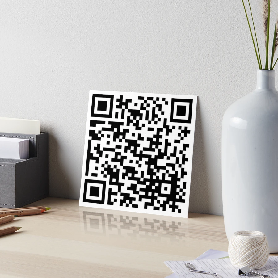 Rick Roll Link QR Code Art Board Print for Sale by magsdesigns