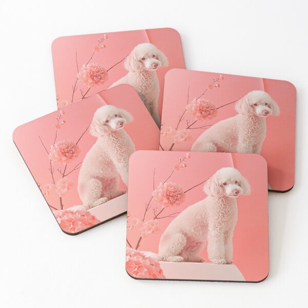 Item preview, White poodle on pink designed and sold by FlowersColorful.