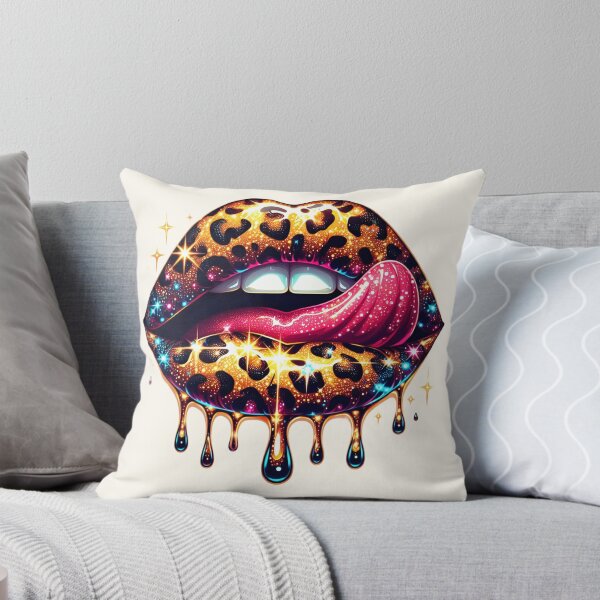 Item preview, Dripping lips, gold leopard designed and sold by Margival.