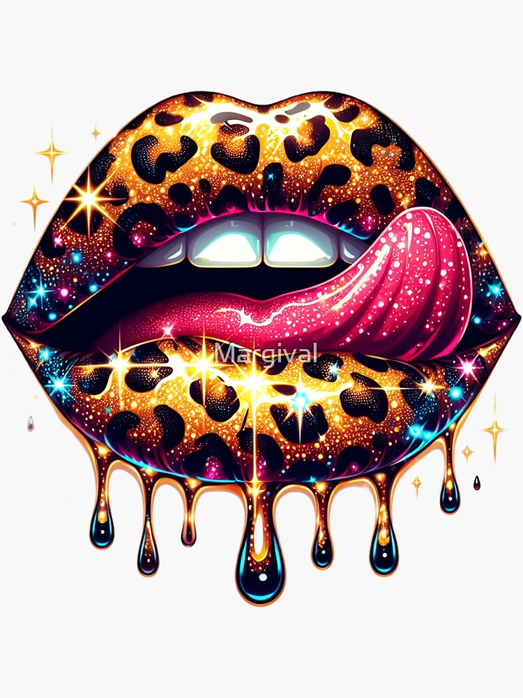 Womens Rose Gold Dripping Lip Art T-Shirt - Lipstick Kiss T-Shirt