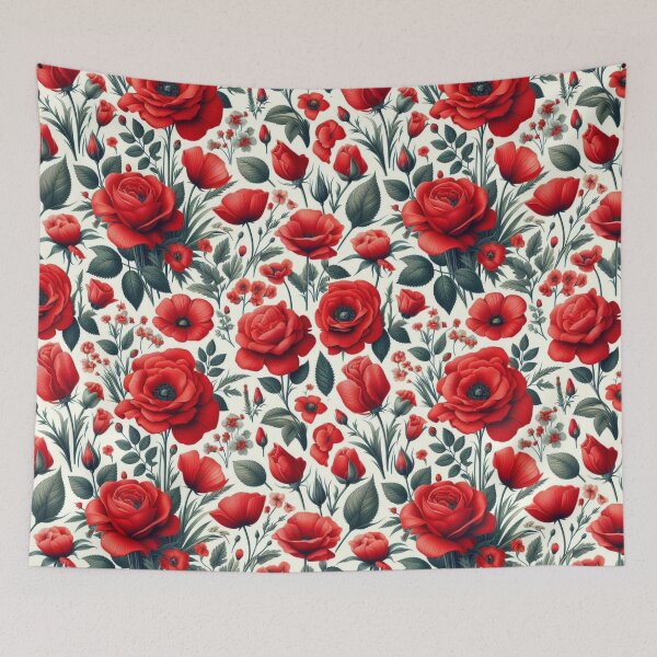 Artikelvorschau, Wiederholtes Muster Rote Blumen entworfen und verkauft von Myra365Art.
