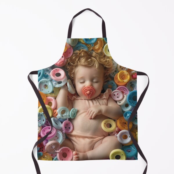 Item preview, Cute sleeping baby with plentitude of pacifiers designed and sold by Vendzi Art.