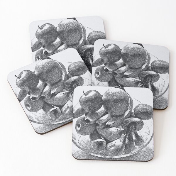 Item preview, Black and white art: fruit still life in shades (full screen) designed and sold by Ink-Kreativ.