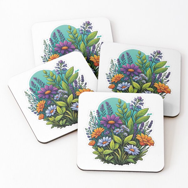 Item preview, Summer garden: Colorful flowers illustrated designed and sold by Ink-Kreativ.