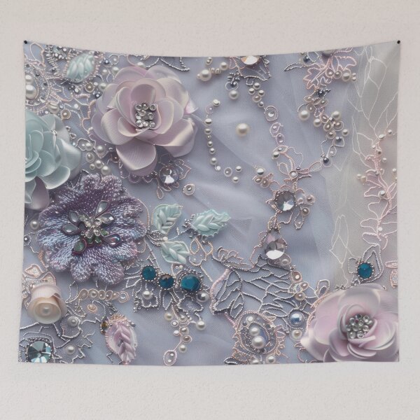 Item preview, Pastel flannel texture and jeweled flowers designed and sold by Fantasyplus.