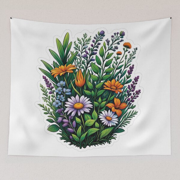 Item preview, Garden joys: illustration of colorful spring flowers designed and sold by Ink-Kreativ.