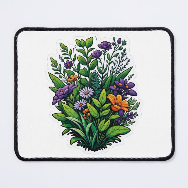 Item preview, Nature impressions: detailed flowers and green plants designed and sold by Ink-Kreativ.