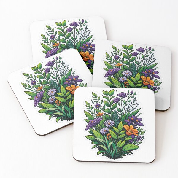 Item preview, Nature impressions: detailed flowers and green plants designed and sold by Ink-Kreativ.