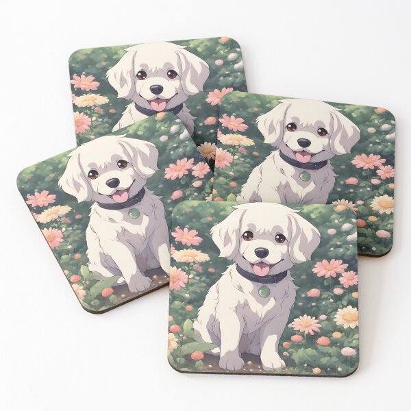 Item preview, Cute White Anime Dog In A Field Of Flowers designed and sold by Crystalmoonbabe.