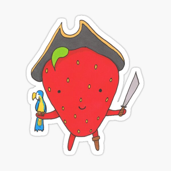 Pirate Strawberry and his Parrot Sticker