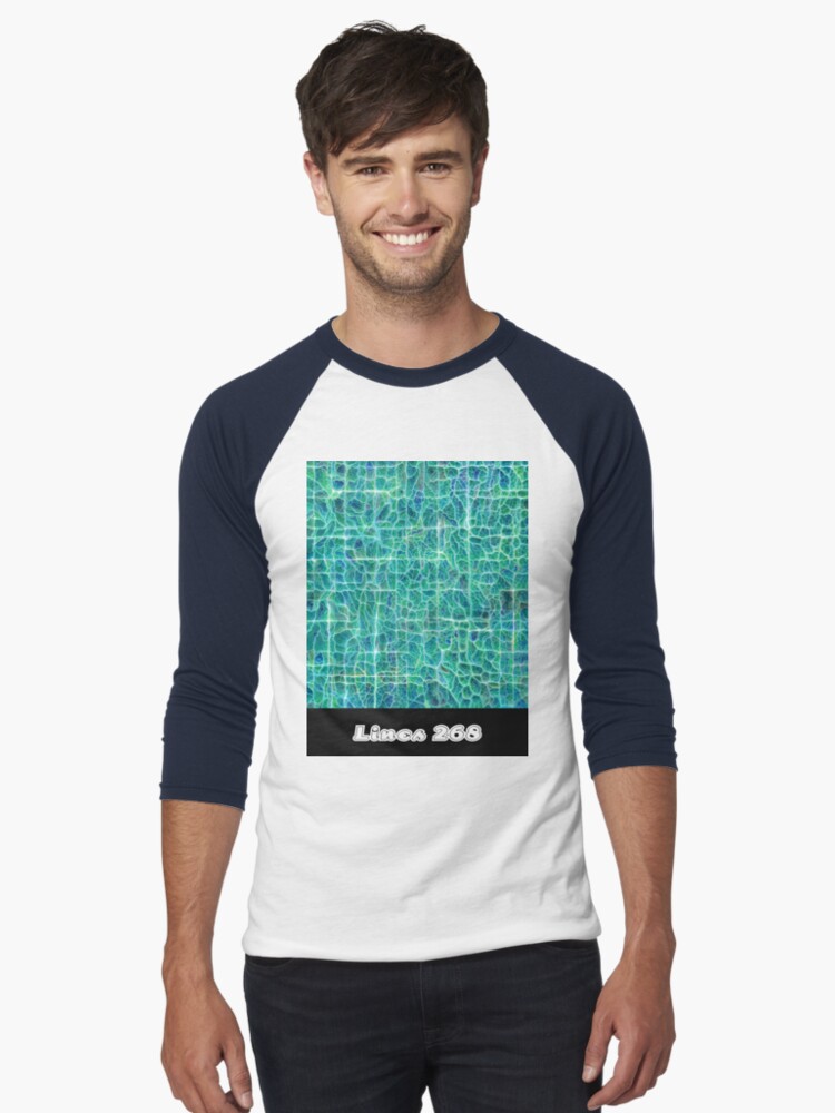 Aperçu 1 sur 3. T-shirt baseball manches ¾ avec l'œuvre Lines 268 créée et vendue par oduchossoir.