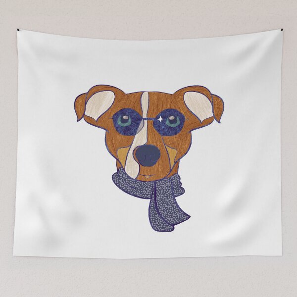Item preview, Cute Dog Boy Portrait with a Scarf designed and sold by aneladesigns.