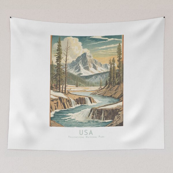 Item preview, Vintage Yellowstone National Park - Minimalist retro travel poster for globetrotters and nature lovers designed and sold by pod24.