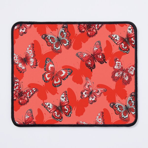 Item preview, Red butterfly with shadows seamless pattern designed and sold by AlchemyColor.
