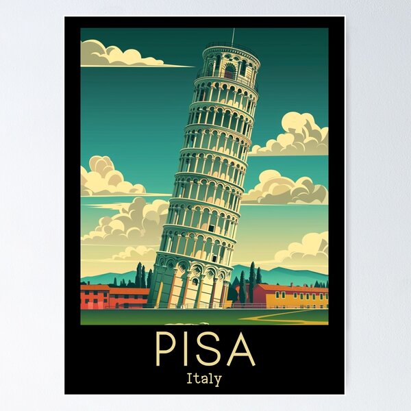 Item preview, A Vintage Travel Illustration of Pisa - Italy designed and sold by GoodOldVintage.