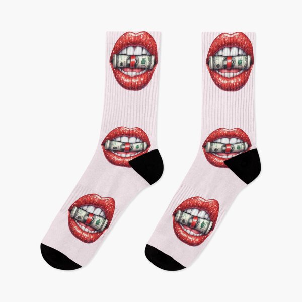 Item preview, Rolled up stack of dollar bills in shiny red lips designed and sold by Margival.