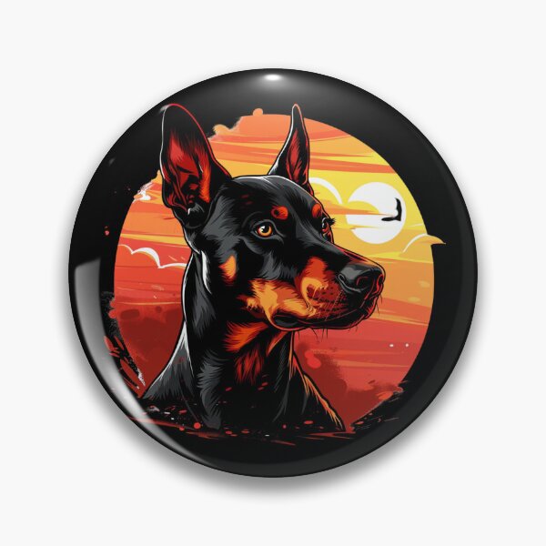 Item preview, Doberman against a backdrop of a fiery sunset designed and sold by FluxDesigner.