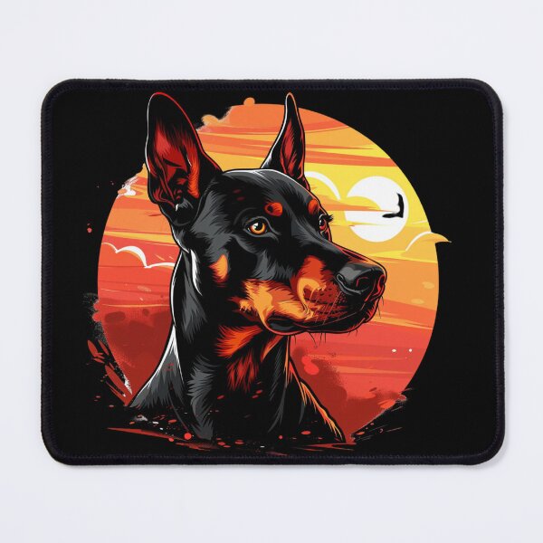 Item preview, Doberman against a backdrop of a fiery sunset designed and sold by FluxDesigner.