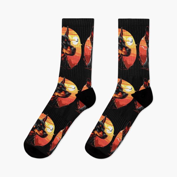Item preview, Doberman against a backdrop of a fiery sunset designed and sold by FluxDesigner.