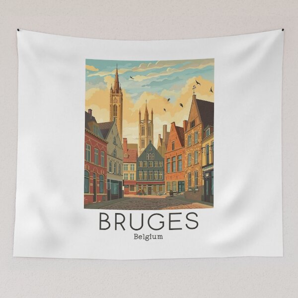 Item preview, A Vintage Travel Illustration of Bruges - Belgium designed and sold by GoodOldVintage.