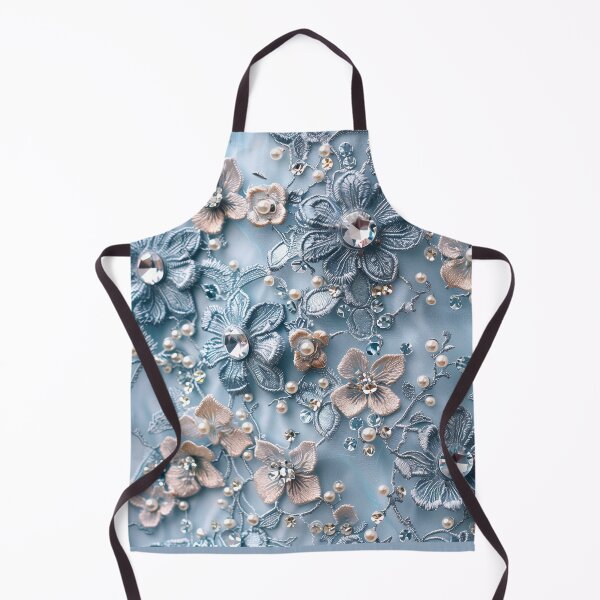 Item preview, Blue flannel texture, embroidered flowers, pearls and diamonds designed and sold by Fantasyplus.