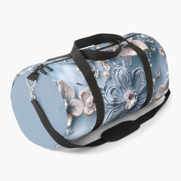Item preview, Blue flannel texture, embroidered flowers, pearls and diamonds designed and sold by Fantasyplus.