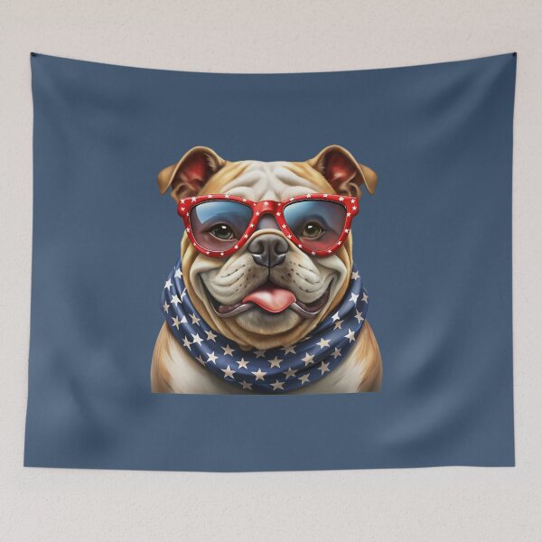 Item preview, patriot white and red dog  against the background of the flag designed and sold by jkrphoto.