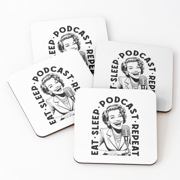 Item preview, Eat Sleep Podcast Repeat Funny Vintage Podcaster Woman designed and sold by GrandeDuc.