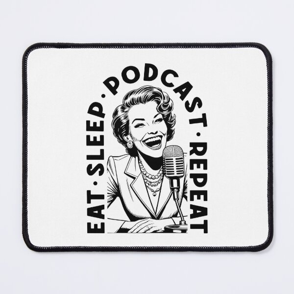 Item preview, Eat Sleep Podcast Repeat Funny Vintage Podcaster Woman designed and sold by GrandeDuc.