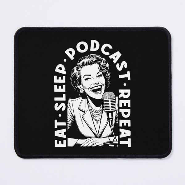 Item preview, Eat Sleep Podcast Repeat Funny Vintage Podcaster Woman designed and sold by GrandeDuc.