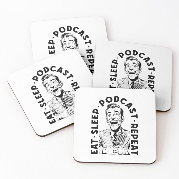 Item preview, Eat Sleep Podcast Repeat Funny Vintage Podcaster Man designed and sold by GrandeDuc.