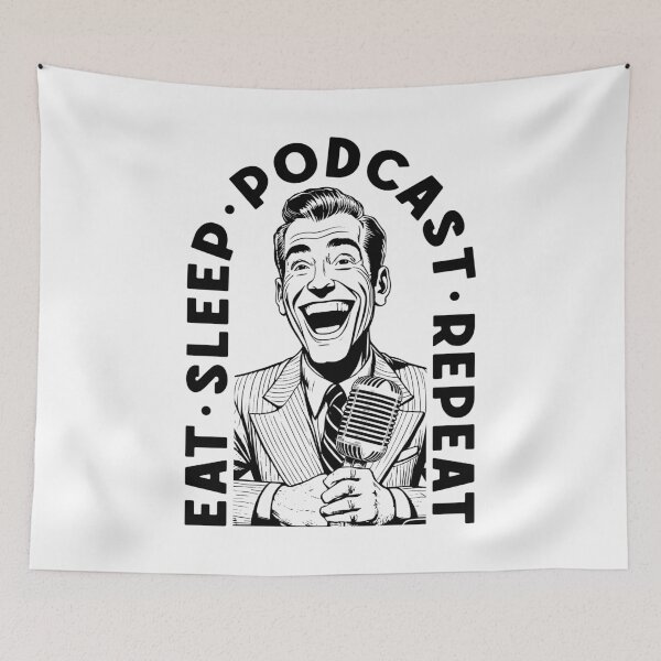 Item preview, Eat Sleep Podcast Repeat Funny Vintage Podcaster Man designed and sold by GrandeDuc.