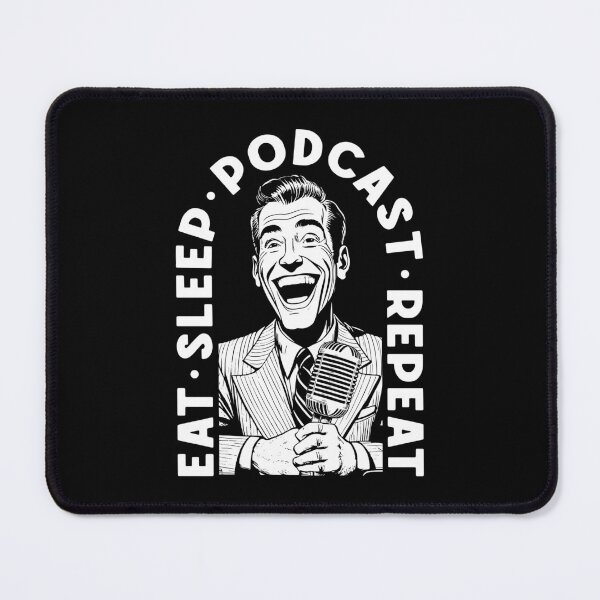 Item preview, Eat Sleep Podcast Repeat Funny Vintage Podcaster Man designed and sold by GrandeDuc.