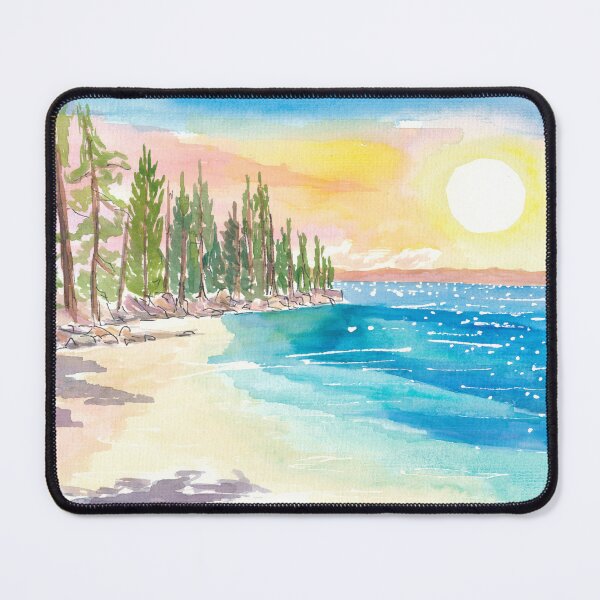 Item preview, View of Lake Tahoe Shoreline with Blue Water and Mountains designed and sold by artshop77.