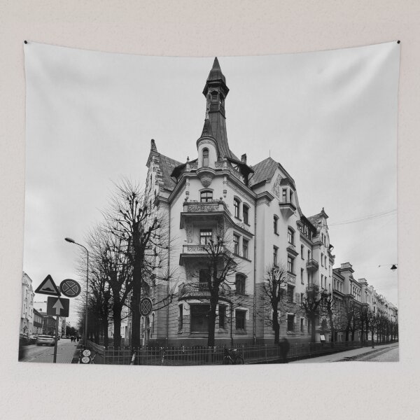 Item preview, Corner house. Riga 2024 bw designed and sold by Jouko Lehto Photography.