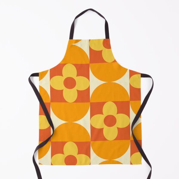 Item preview,  Mid Century Orange Half Circles with Yellow Retro Flowers Pattern  designed and sold by Yasminepatterns .