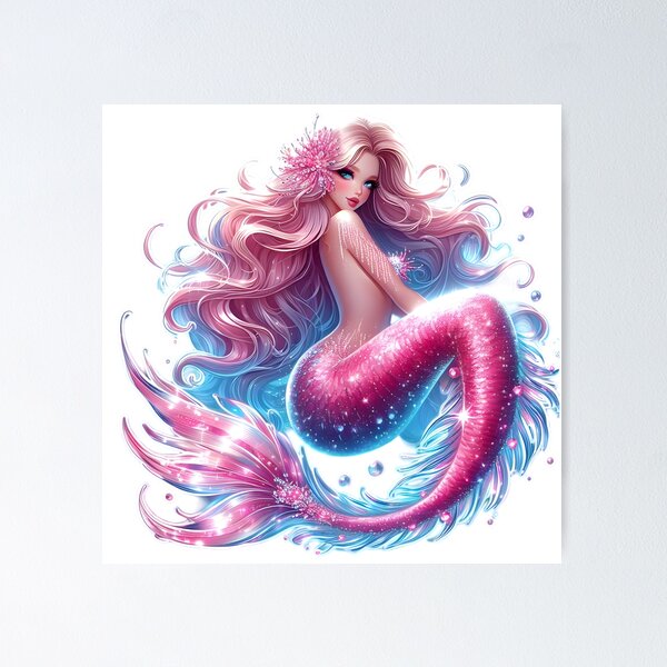 Item preview, Pink Sparkle Mermaid designed and sold by AI-Only Creations.