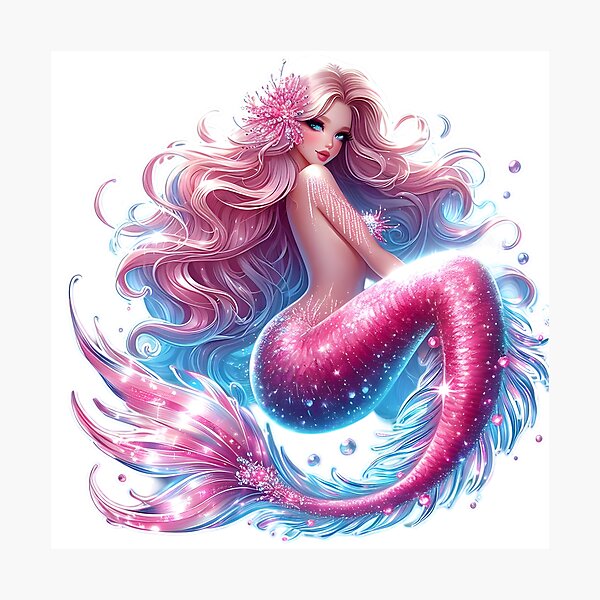 Item preview, Pink Sparkle Mermaid designed and sold by AI-Only Creations.