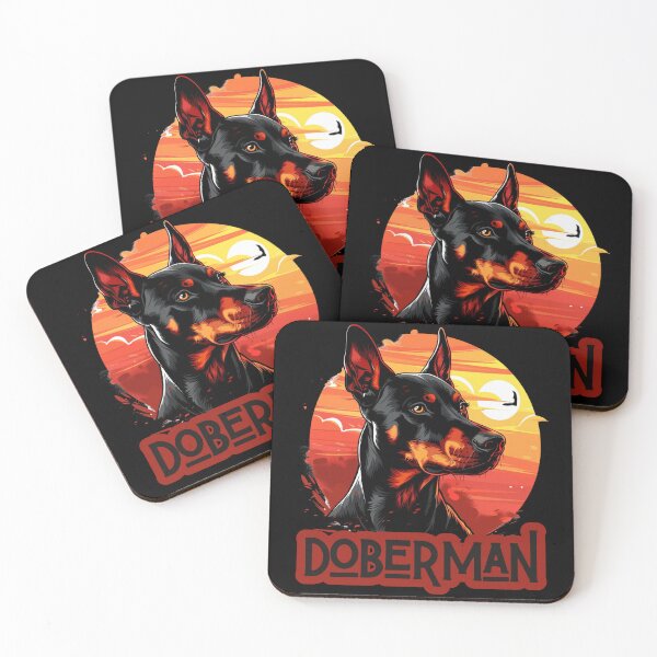 Item preview, Doberman against a backdrop of a fiery sunset designed and sold by FluxDesigner.