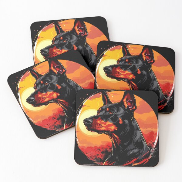 Item preview, Doberman against a backdrop of a fiery sunset designed and sold by FluxDesigner.