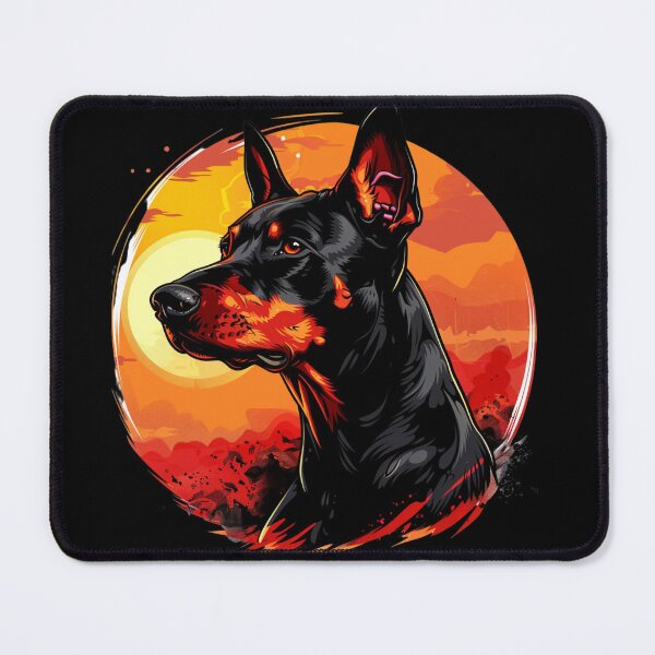 Item preview, Doberman against a backdrop of a fiery sunset designed and sold by FluxDesigner.