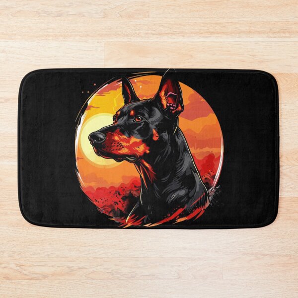 Item preview, Doberman against a backdrop of a fiery sunset designed and sold by FluxDesigner.