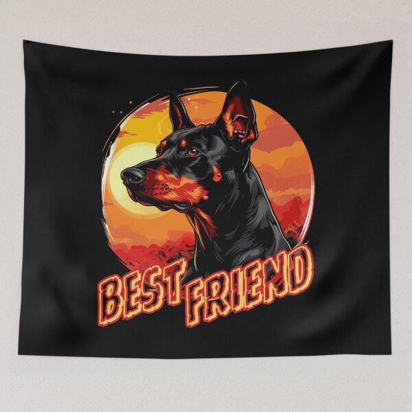 Item preview, Doberman against a backdrop of a fiery sunset designed and sold by FluxDesigner.